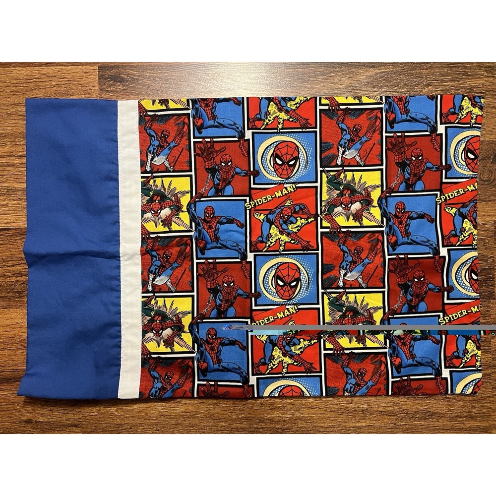 Handmade Marvel Spider-Man Block Pattern Single Toddler Pillow Case 21in X 14in